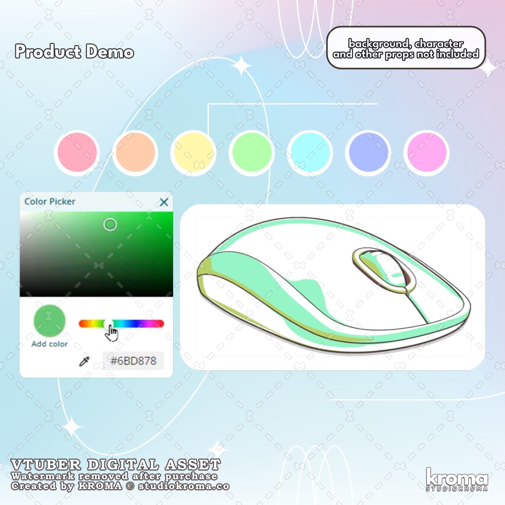 VTUBER ASSET | Slim Mouse (Color Customizable)