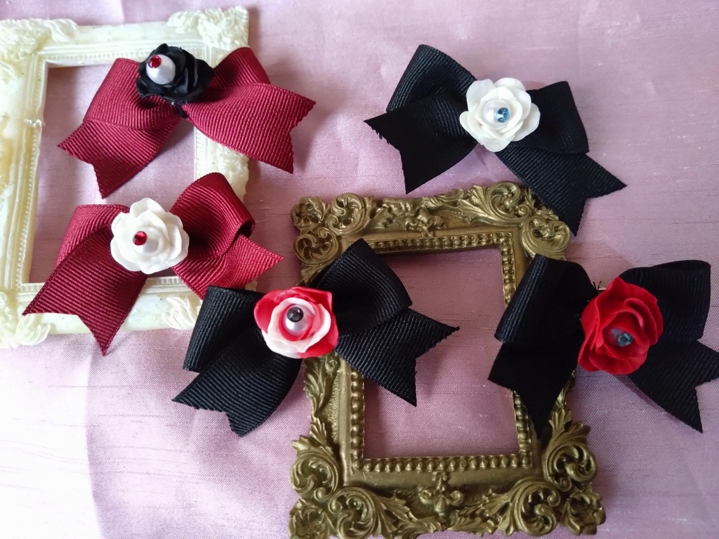 おめめ薔薇ミニリボンクリップ