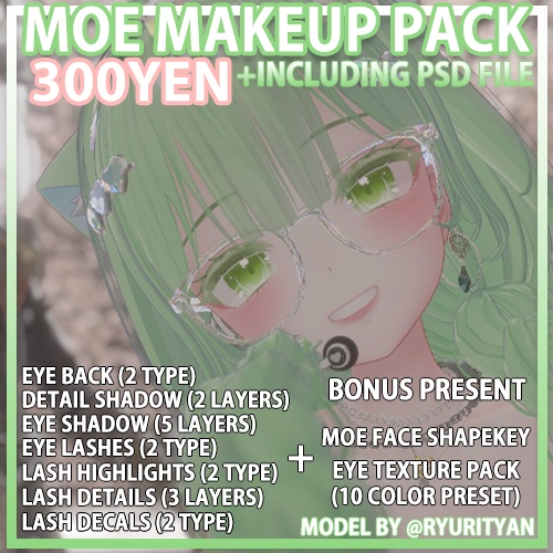MOE(萌) MAKEUP PACK (+PSD and Shapekey)