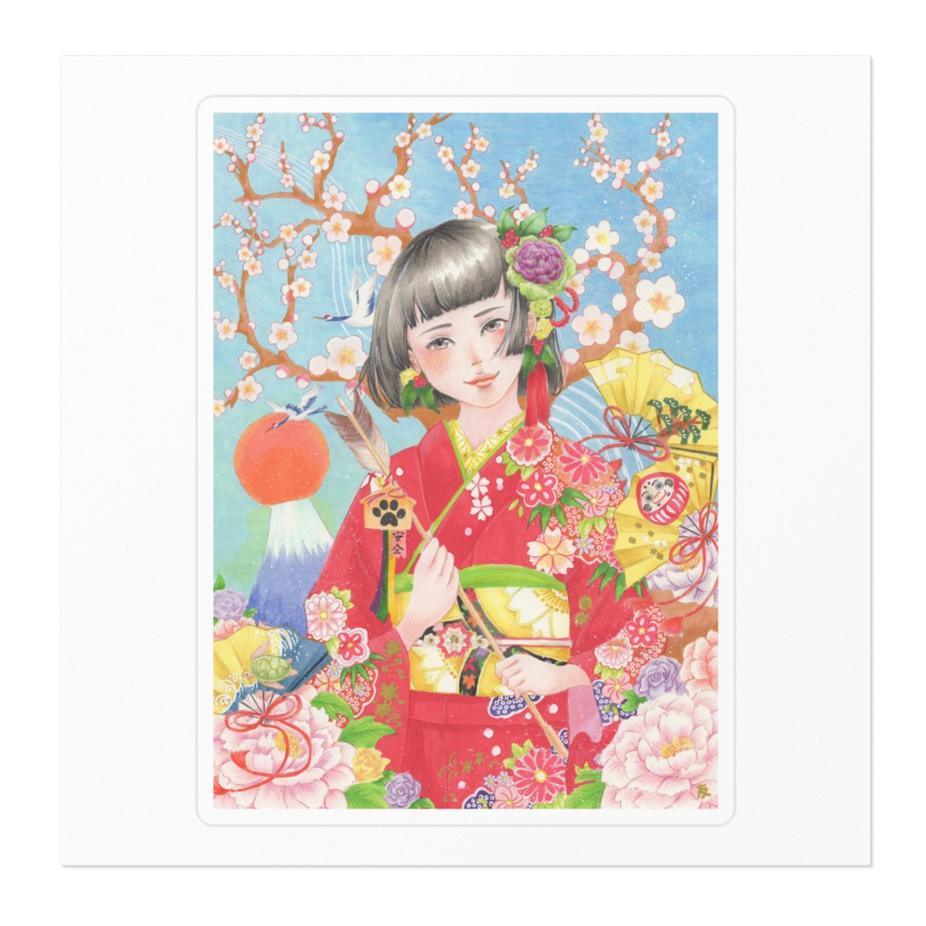 戌年 めでたいステッカー