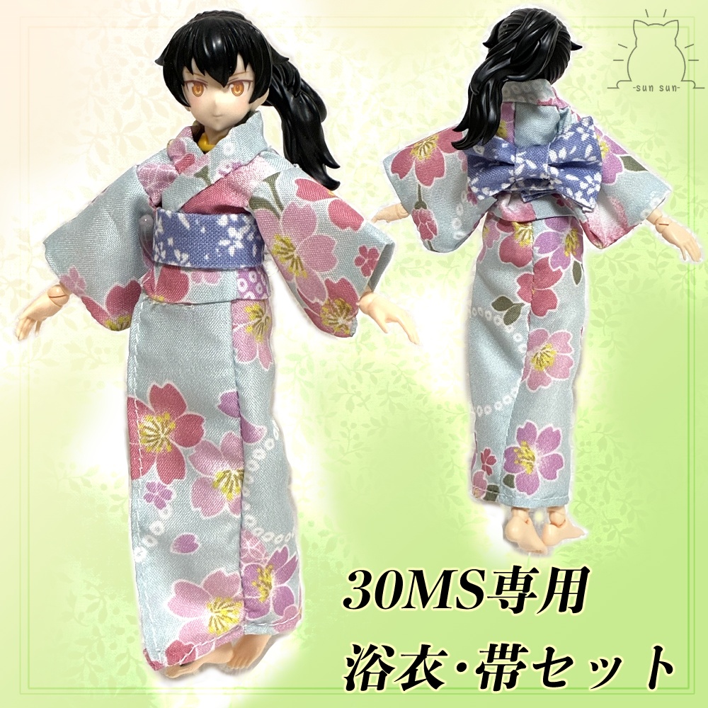30MS用 浴衣・帯セット(サテン地 桜模様)