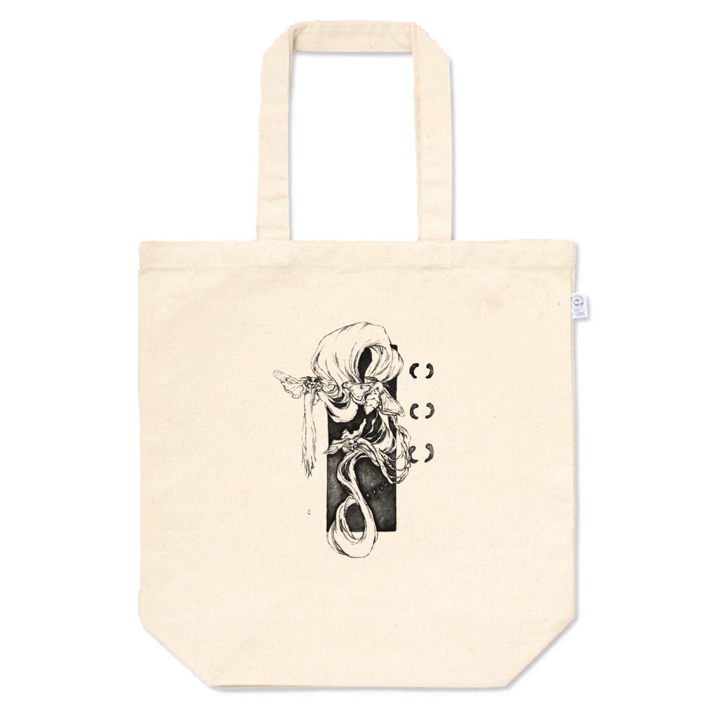 蚕と絹糸と半月紋 トートバック