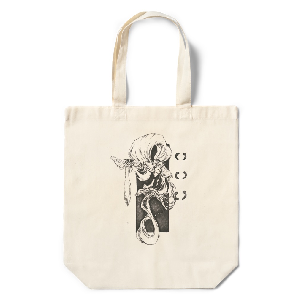 蚕と絹糸と半月紋　エコバック