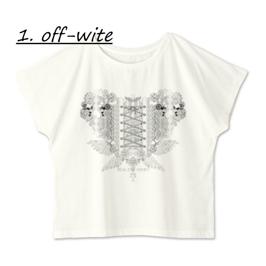 「ゆるっとゆったりドルマンTシャツ(歯車heart・WT)」