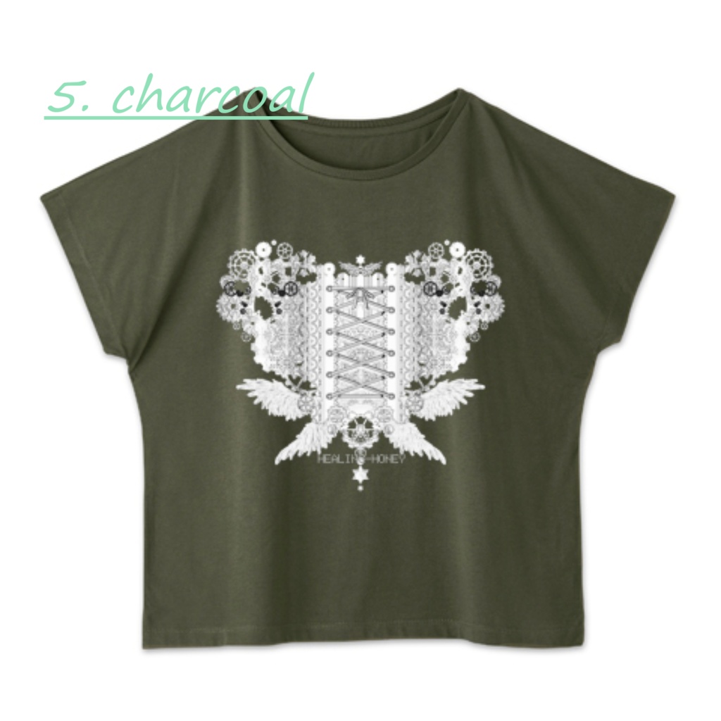 「ゆるっとゆったりドルマンTシャツ(歯車heart・WT)」