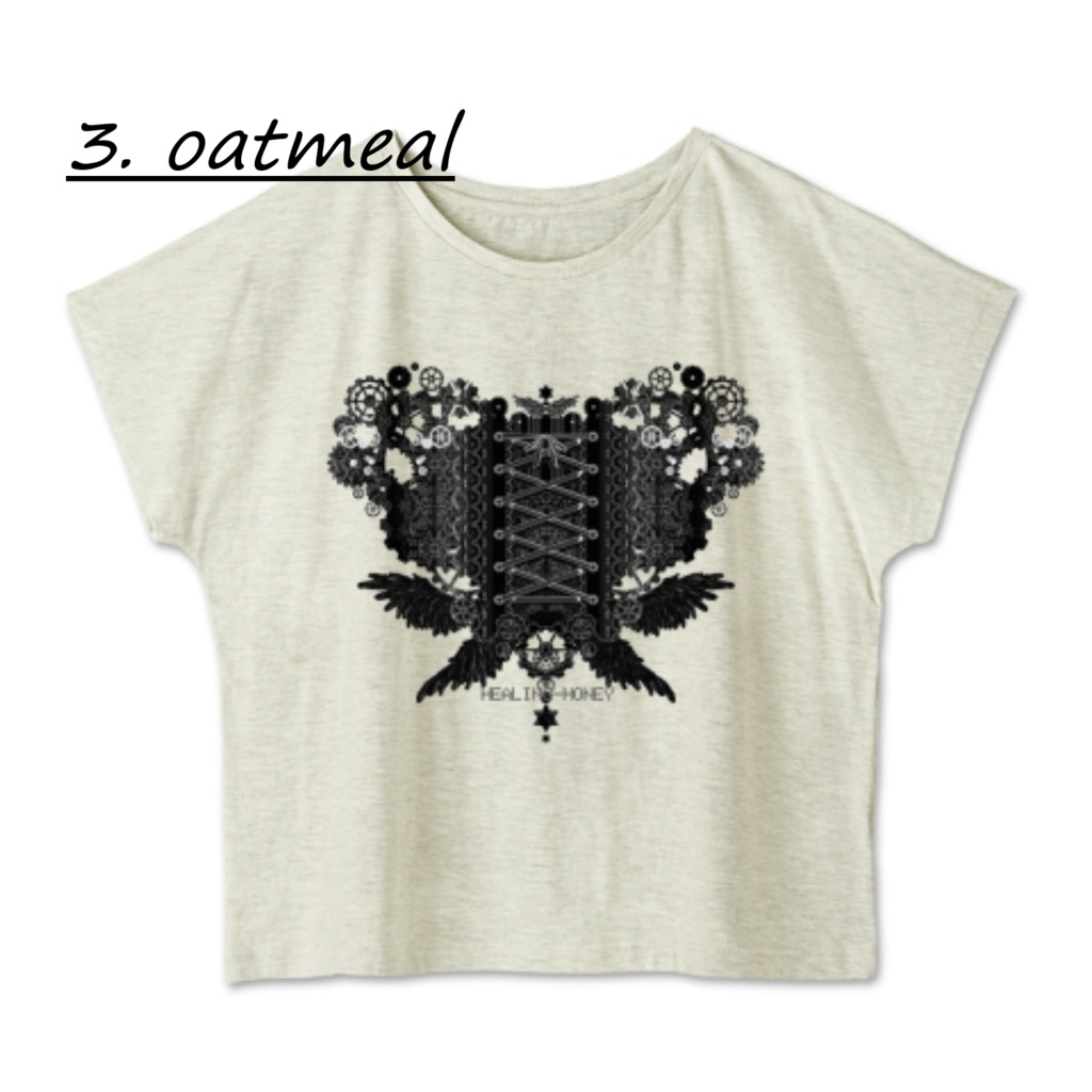 「ゆるっとゆったりドルマンTシャツ(歯車heart・BK)」