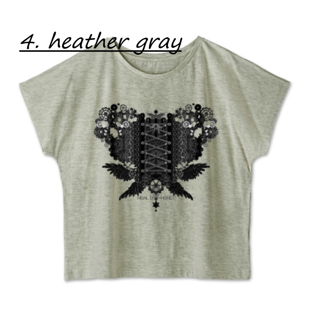 「ゆるっとゆったりドルマンTシャツ(歯車heart・BK)」