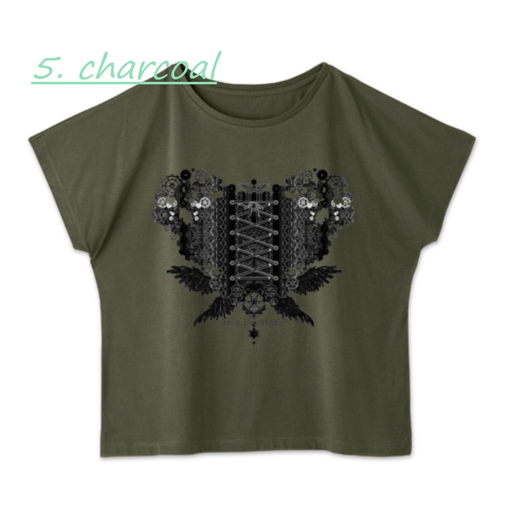 「ゆるっとゆったりドルマンTシャツ(歯車heart・BK)」