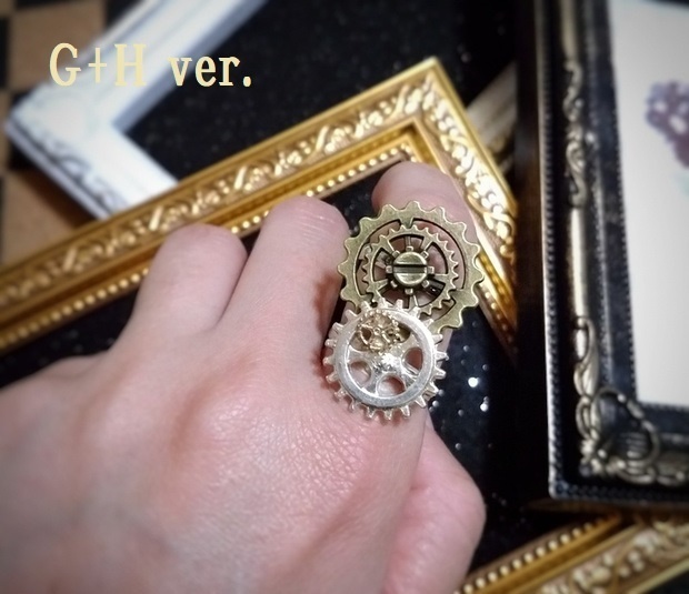 リング追加★スチームパンク系・歯車リング&イヤホンジャック(イヤリング・ピアスに変更可)