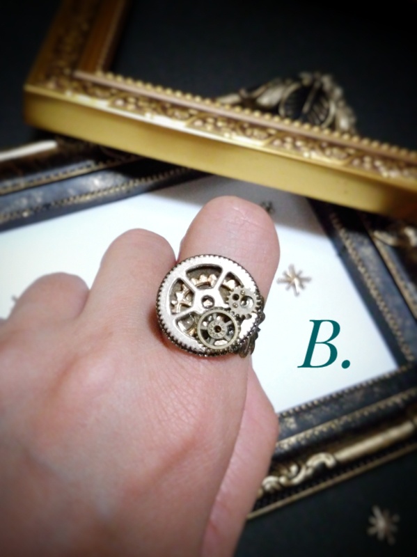 リング追加★スチームパンク系・歯車リング&イヤホンジャック(イヤリング・ピアスに変更可)