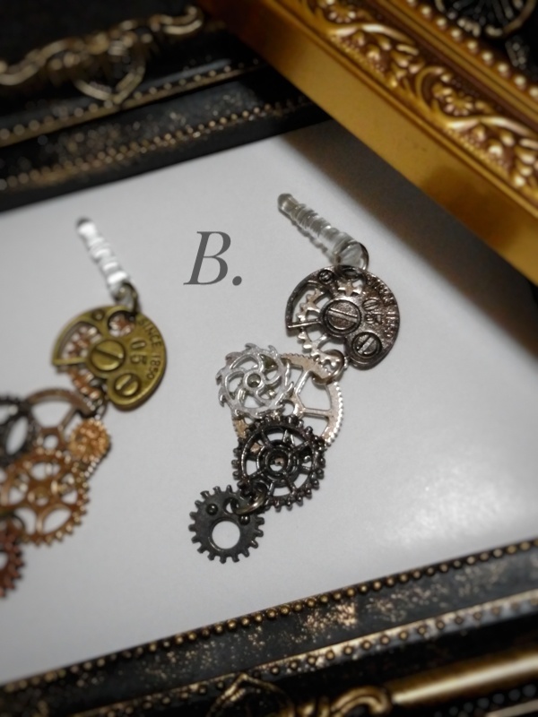 リング追加★スチームパンク系・歯車リング&イヤホンジャック(イヤリング・ピアスに変更可)