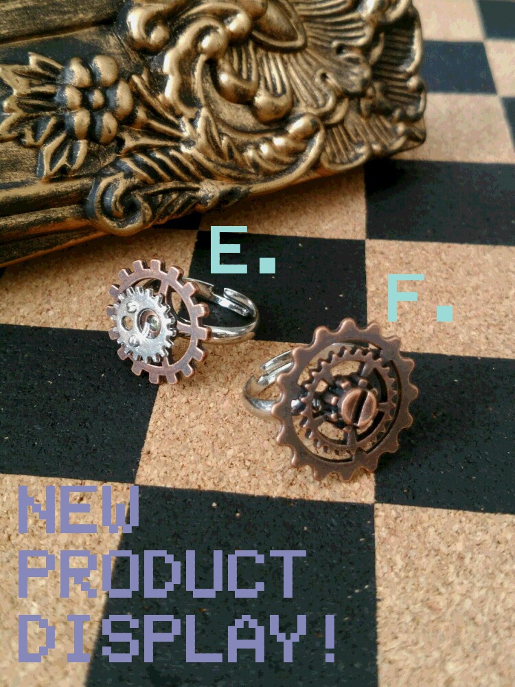リング追加★スチームパンク系・歯車リング&イヤホンジャック(イヤリング・ピアスに変更可)