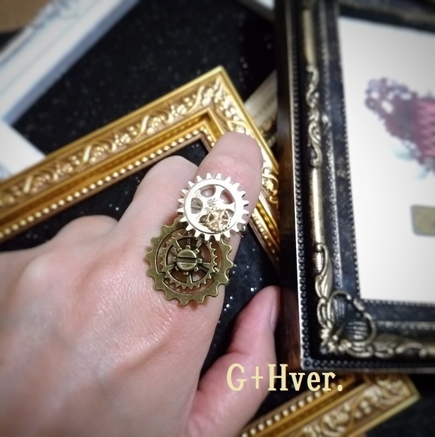 リング追加★スチームパンク系・歯車リング&イヤホンジャック(イヤリング・ピアスに変更可)