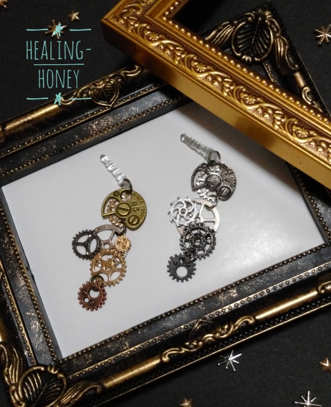 リング追加★スチームパンク系・歯車リング&イヤホンジャック(イヤリング・ピアスに変更可)