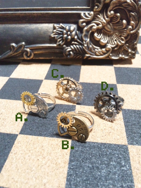 リング追加★スチームパンク系・歯車リング&イヤホンジャック(イヤリング・ピアスに変更可)