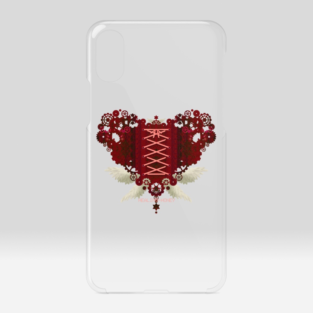 「歯車(heart・R/レッド)」iPhoneクリアスマートフォンケース