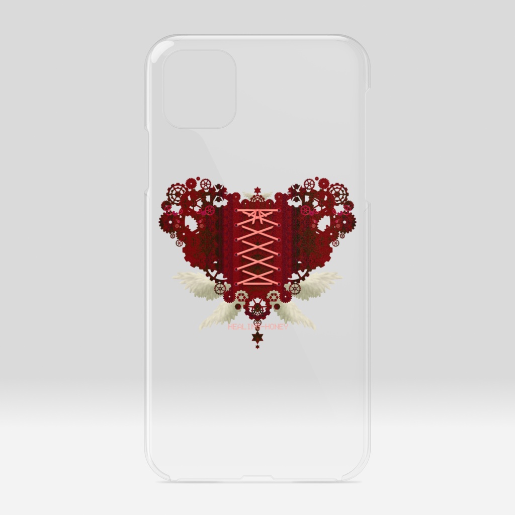 「歯車(heart・R/レッド)」iPhoneクリアスマートフォンケース