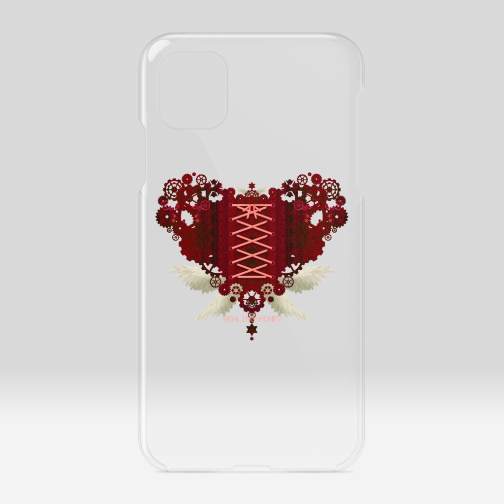 「歯車(heart・R/レッド)」iPhoneクリアスマートフォンケース