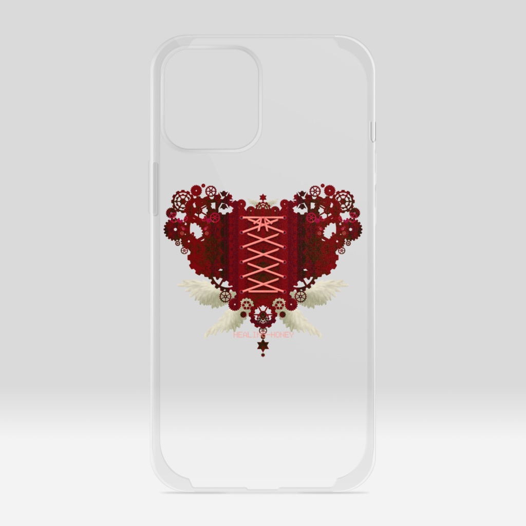 「歯車(heart・R/レッド)」iPhoneクリアスマートフォンケース