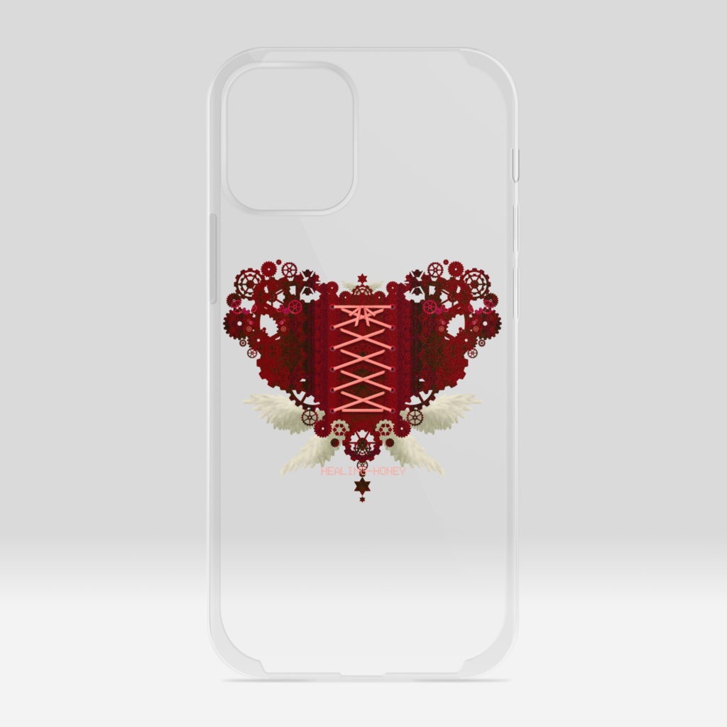「歯車(heart・R/レッド)」iPhoneクリアスマートフォンケース