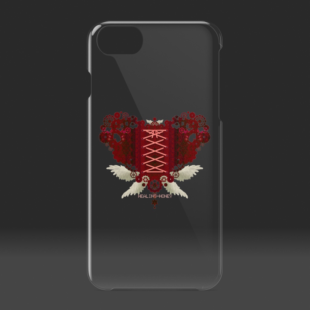 「歯車(heart・R/レッド)」iPhoneクリアスマートフォンケース