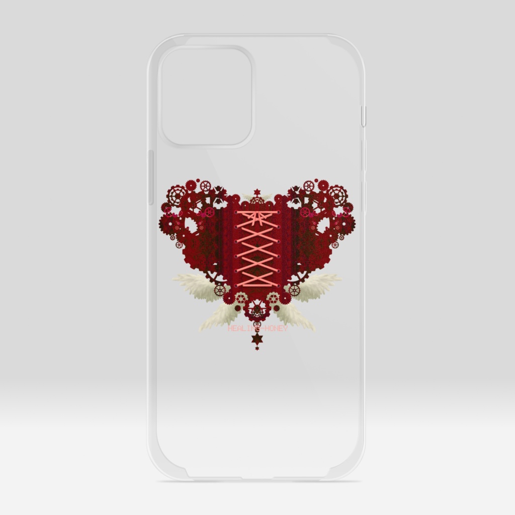 「歯車(heart・R/レッド)」iPhoneクリアスマートフォンケース