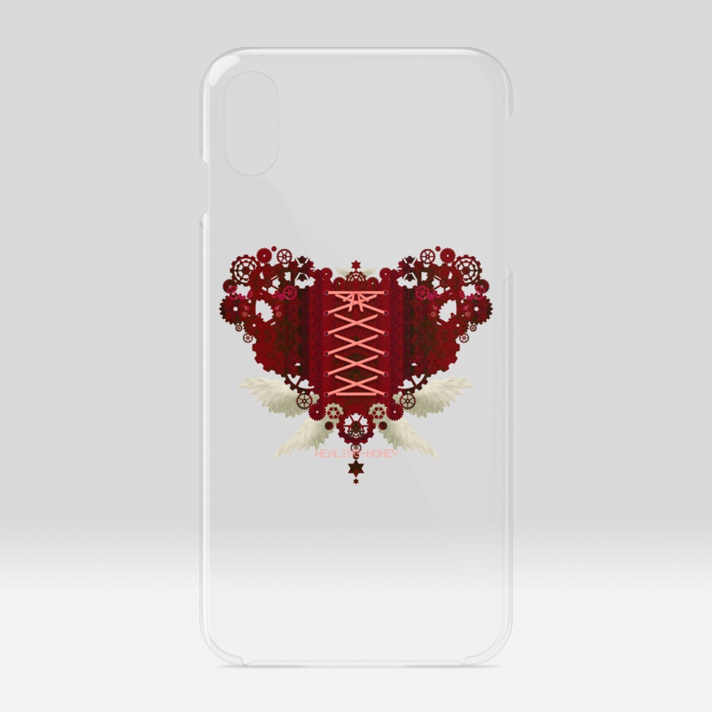 「歯車(heart・R/レッド)」iPhoneクリアスマートフォンケース