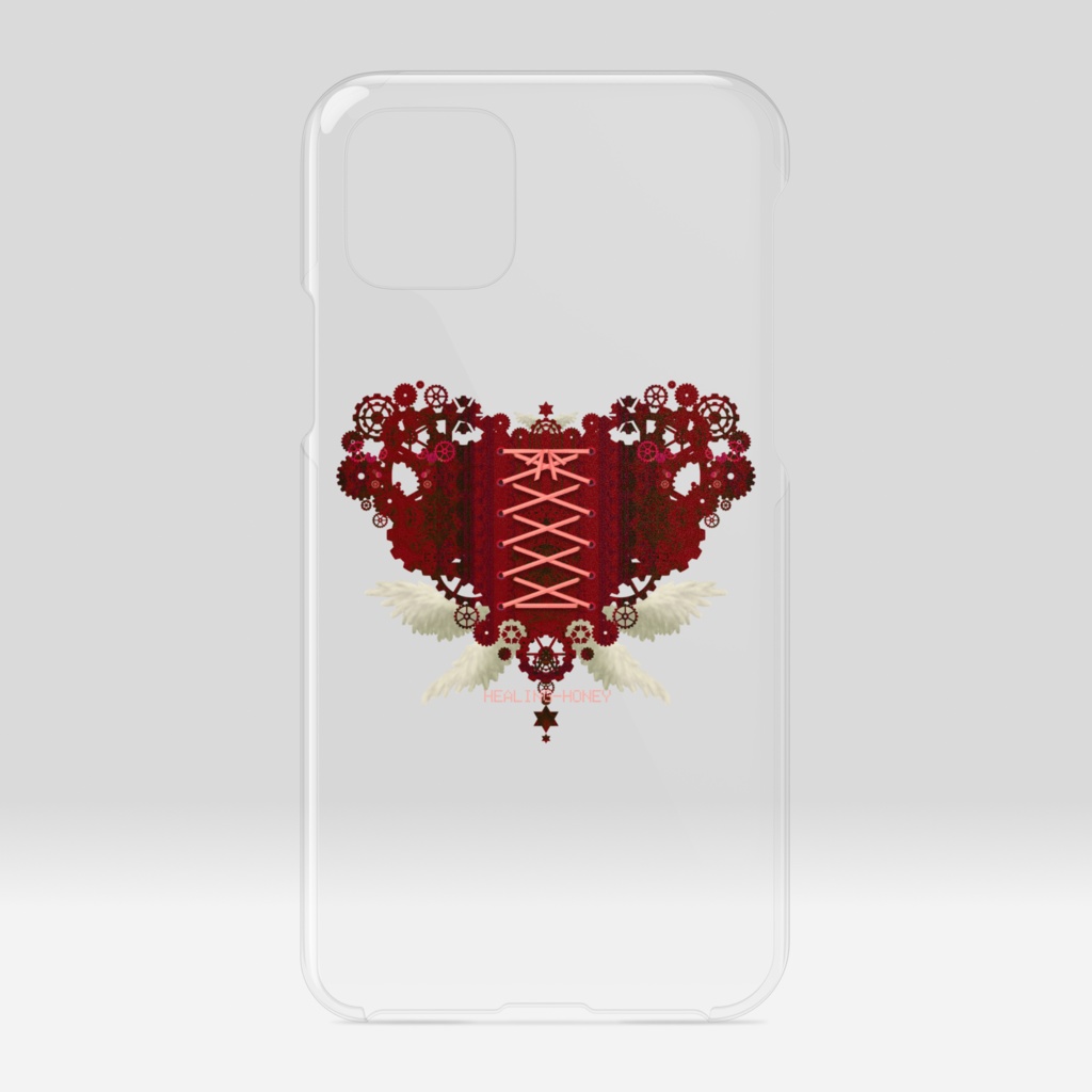 「歯車(heart・R/レッド)」iPhoneクリアスマートフォンケース