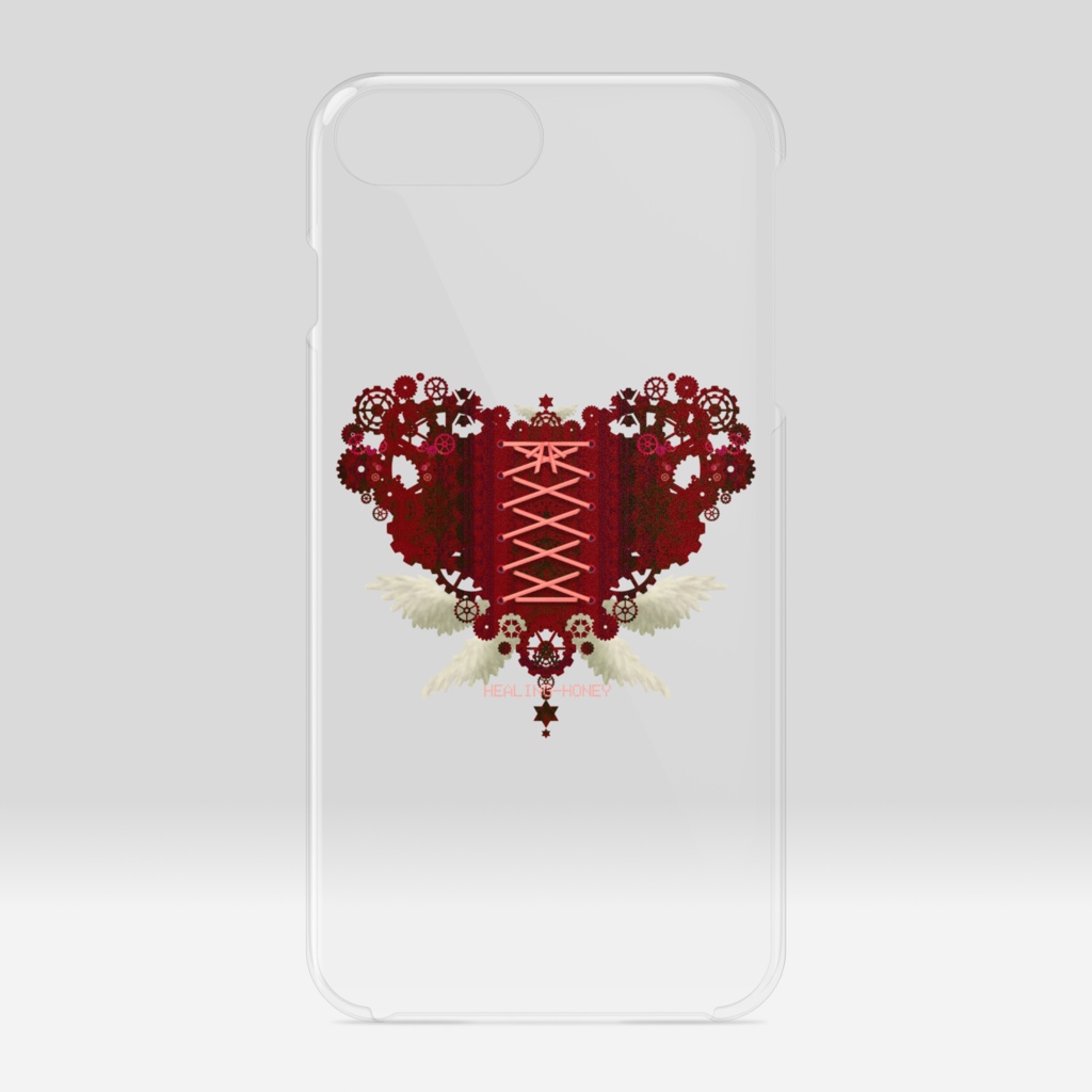 「歯車(heart・R/レッド)」iPhoneクリアスマートフォンケース