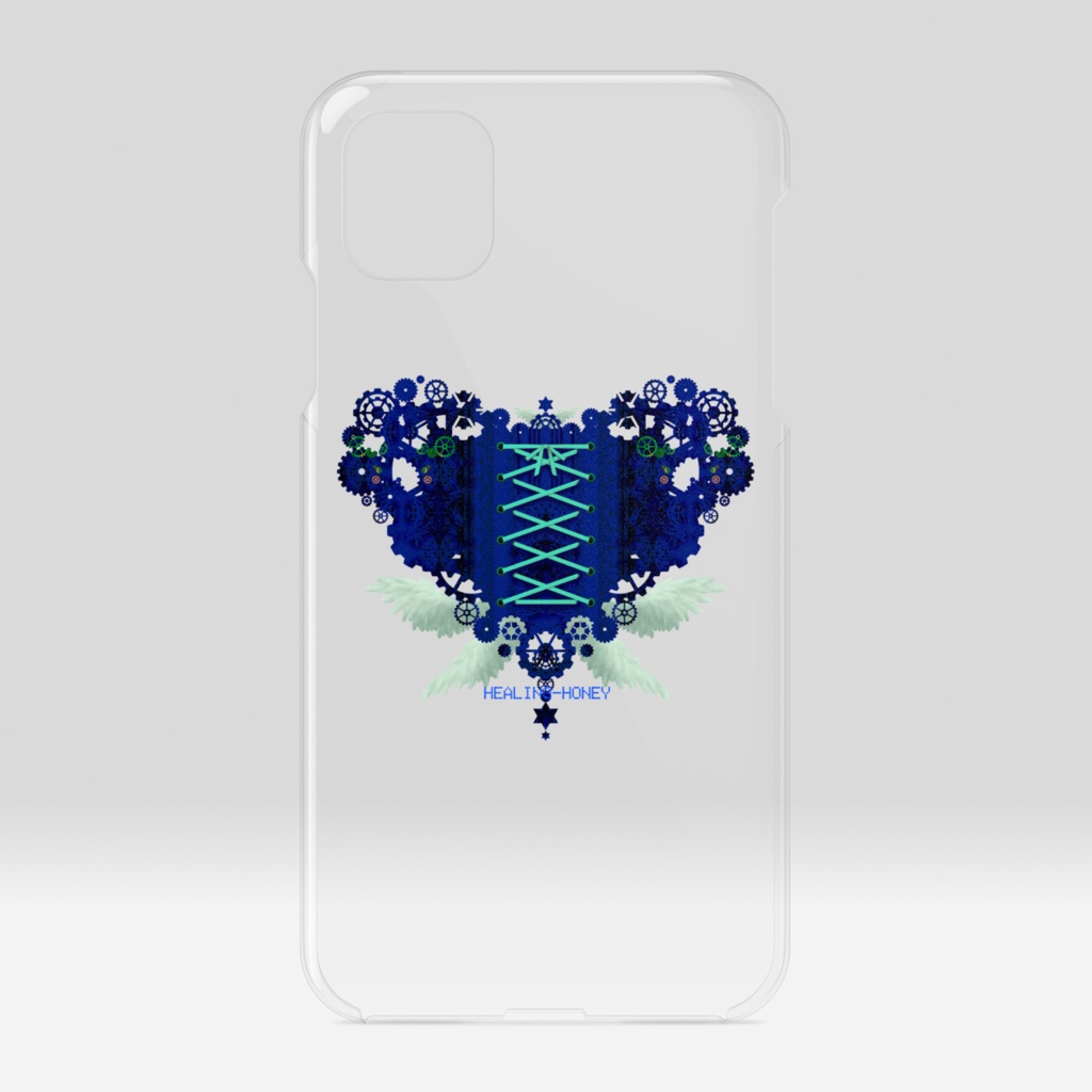 「歯車(heart・B/ブルー)」iPhoneクリアスマートフォンケース