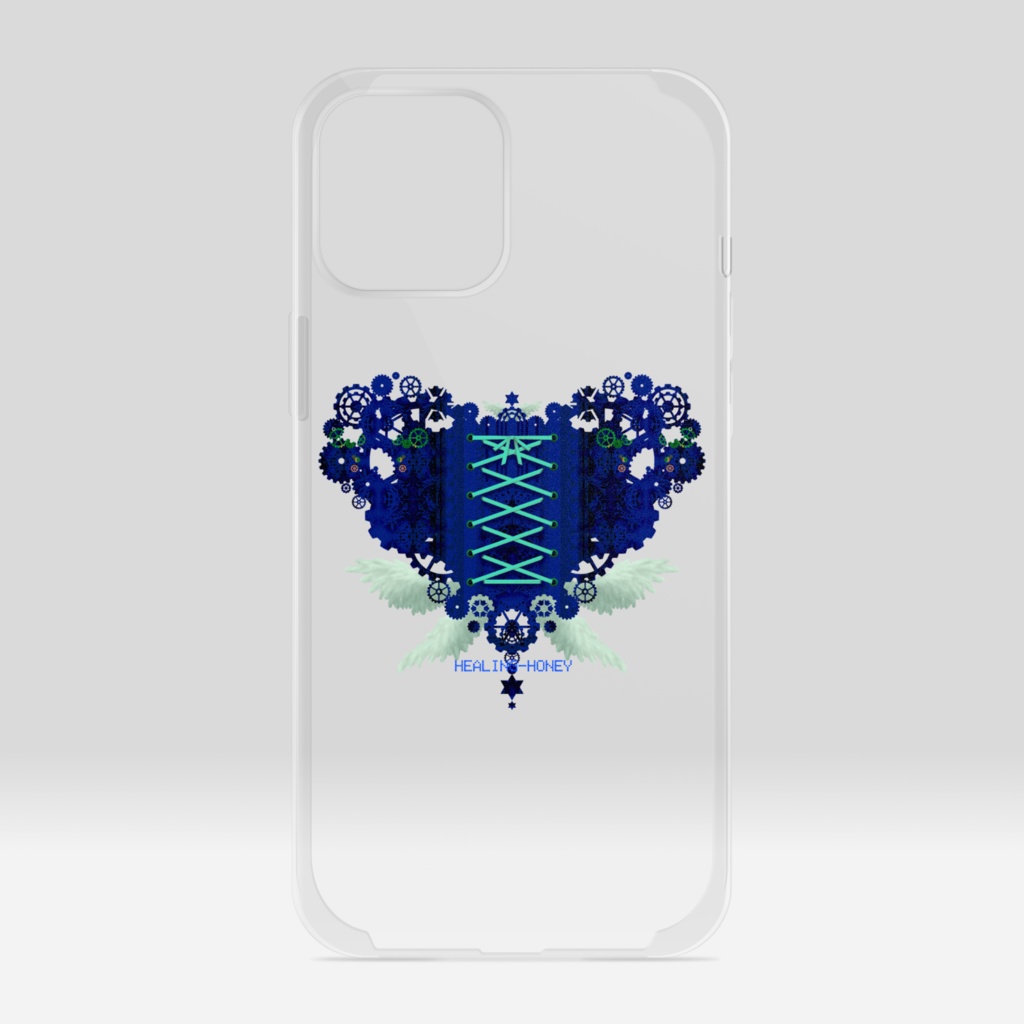 「歯車(heart・B/ブルー)」iPhoneクリアスマートフォンケース