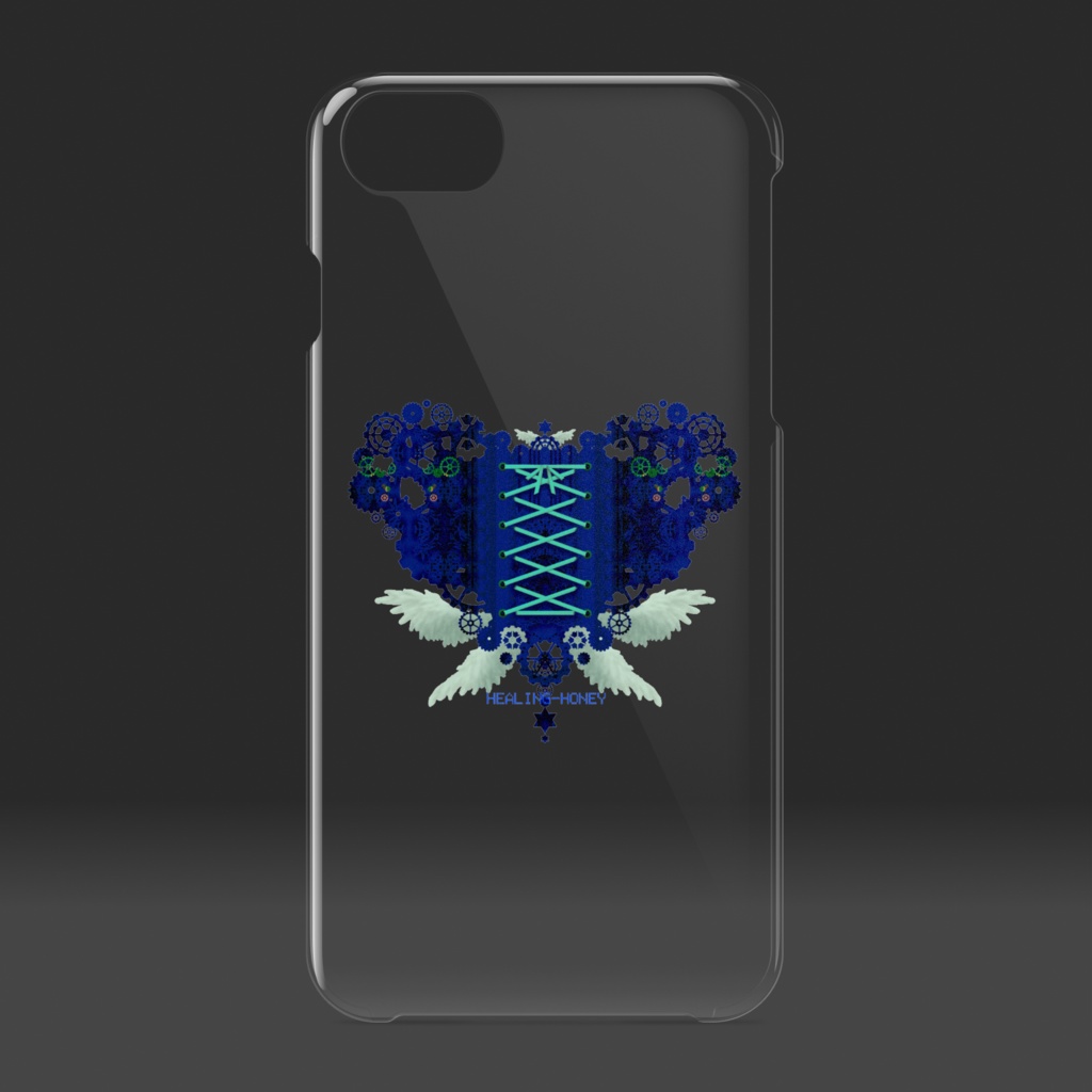 「歯車(heart・B/ブルー)」iPhoneクリアスマートフォンケース