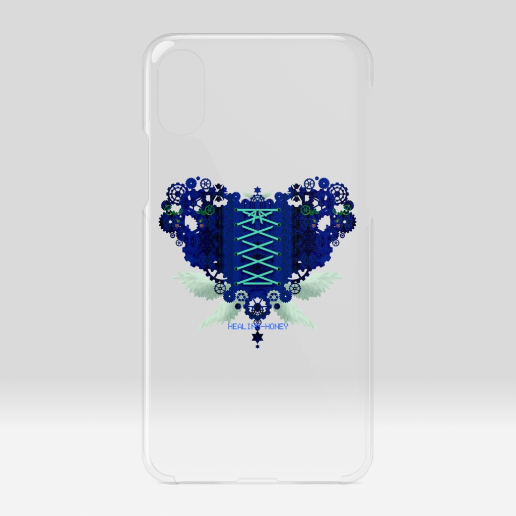 「歯車(heart・B/ブルー)」iPhoneクリアスマートフォンケース