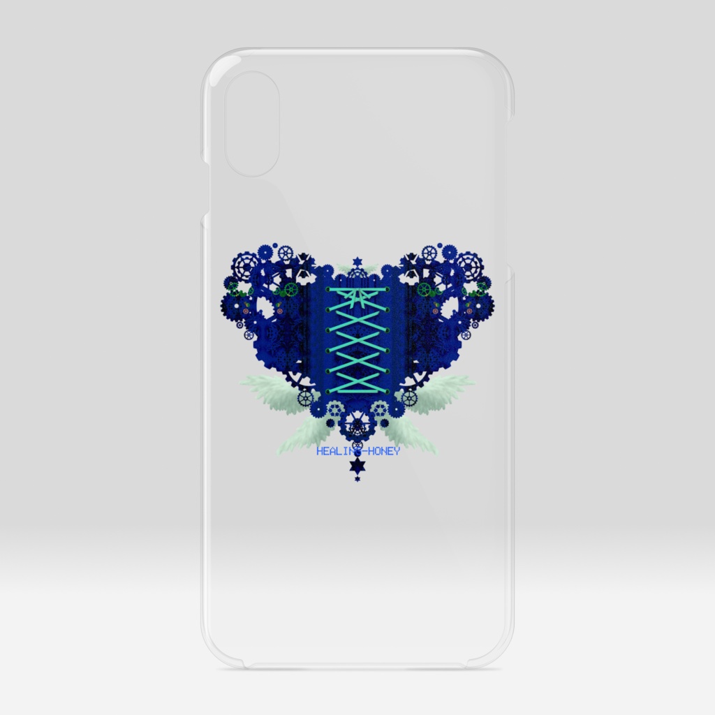 「歯車(heart・B/ブルー)」iPhoneクリアスマートフォンケース