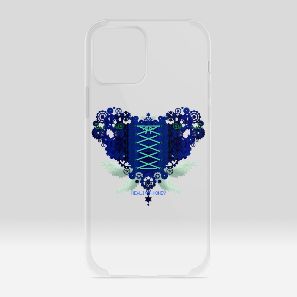 「歯車(heart・B/ブルー)」iPhoneクリアスマートフォンケース