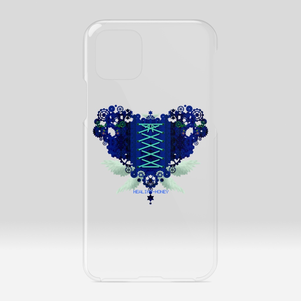 「歯車(heart・B/ブルー)」iPhoneクリアスマートフォンケース
