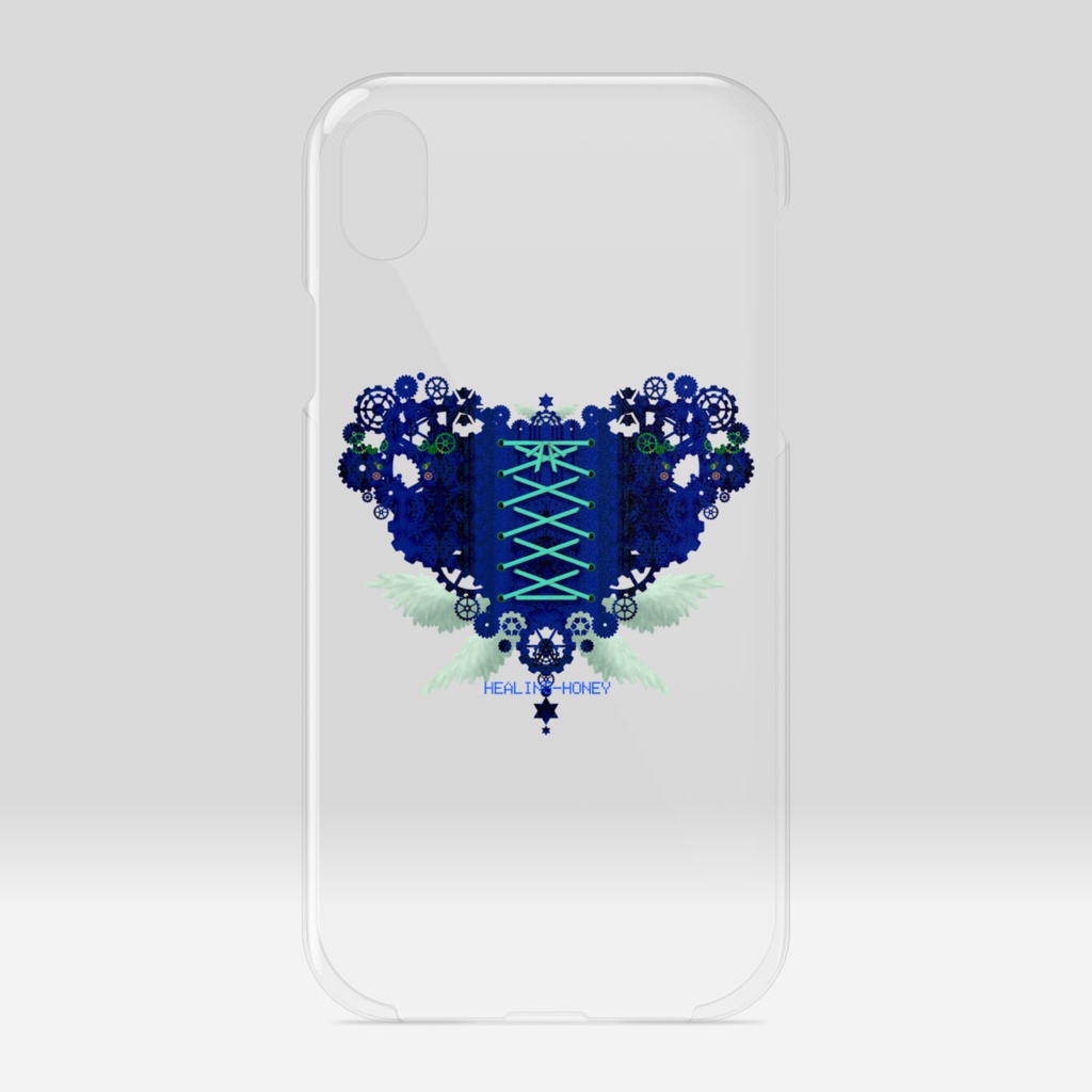 「歯車(heart・B/ブルー)」iPhoneクリアスマートフォンケース