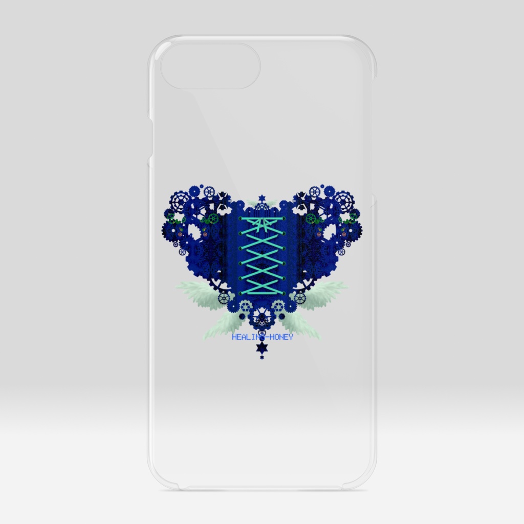 「歯車(heart・B/ブルー)」iPhoneクリアスマートフォンケース