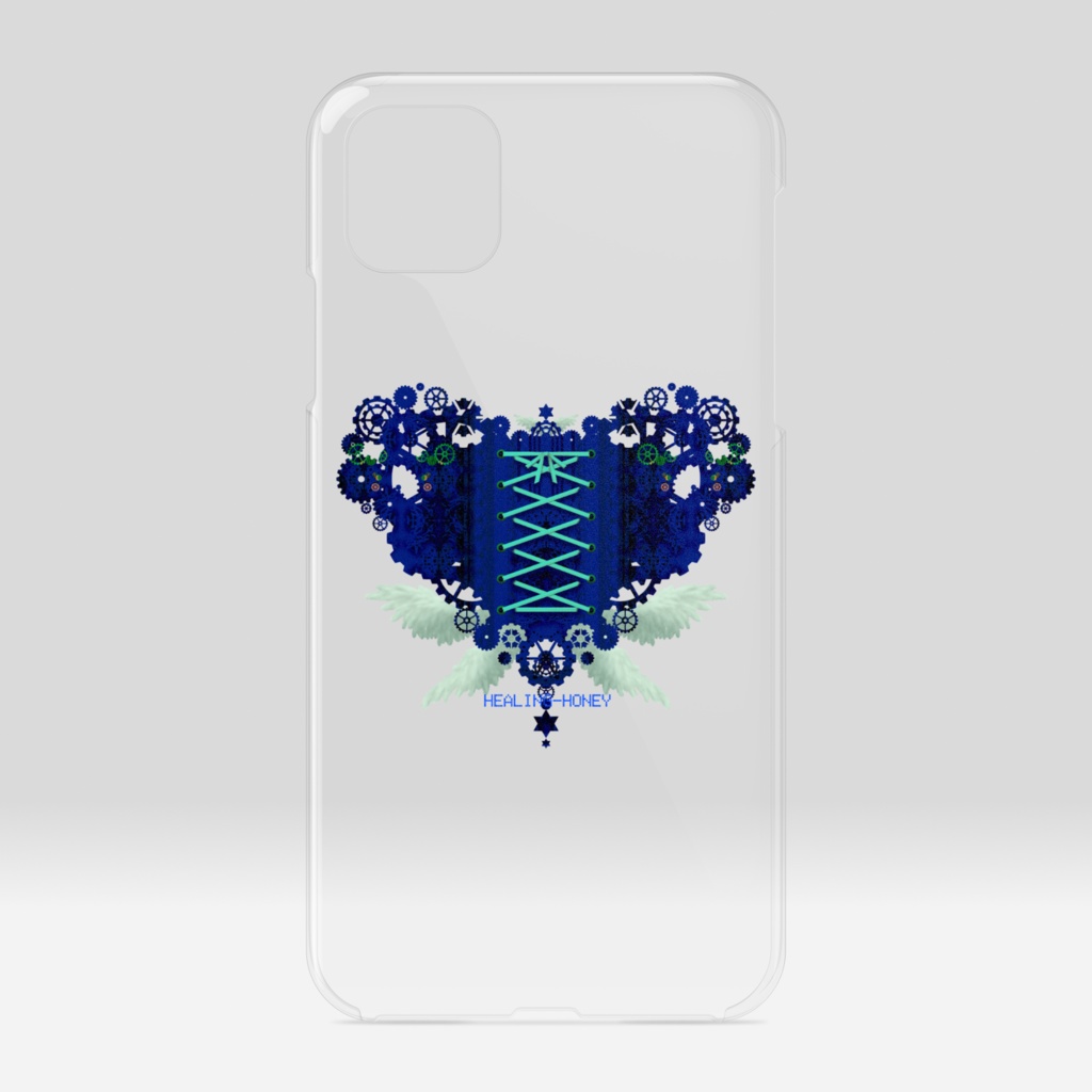 「歯車(heart・B/ブルー)」iPhoneクリアスマートフォンケース