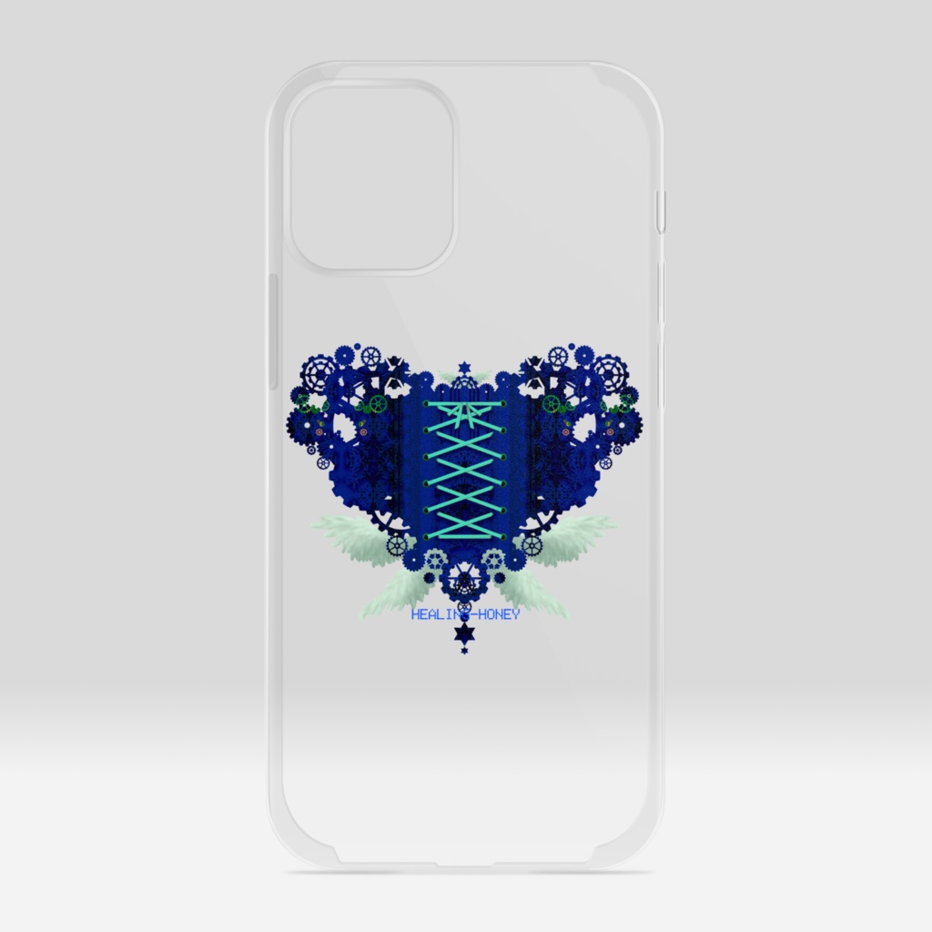 「歯車(heart・B/ブルー)」iPhoneクリアスマートフォンケース