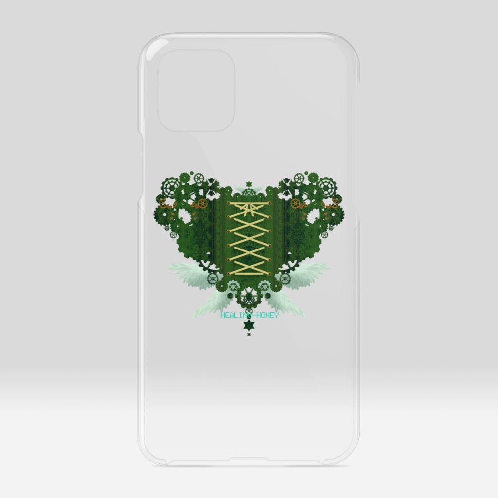 「歯車(heart・G/グリーン)」iPhoneクリアスマートフォンケース