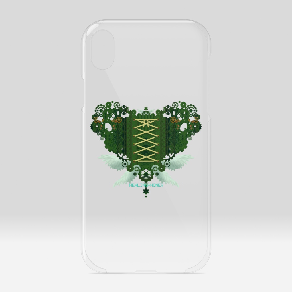 「歯車(heart・G/グリーン)」iPhoneクリアスマートフォンケース