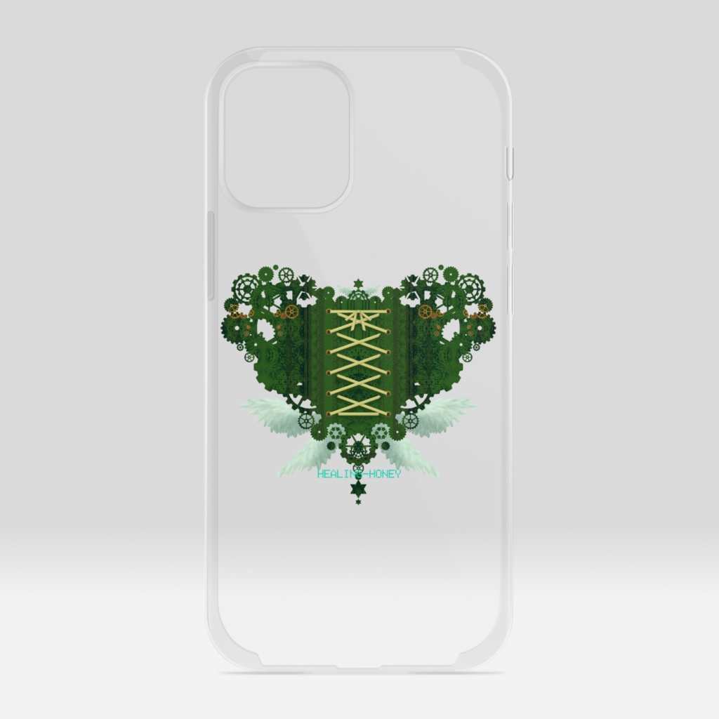 「歯車(heart・G/グリーン)」iPhoneクリアスマートフォンケース