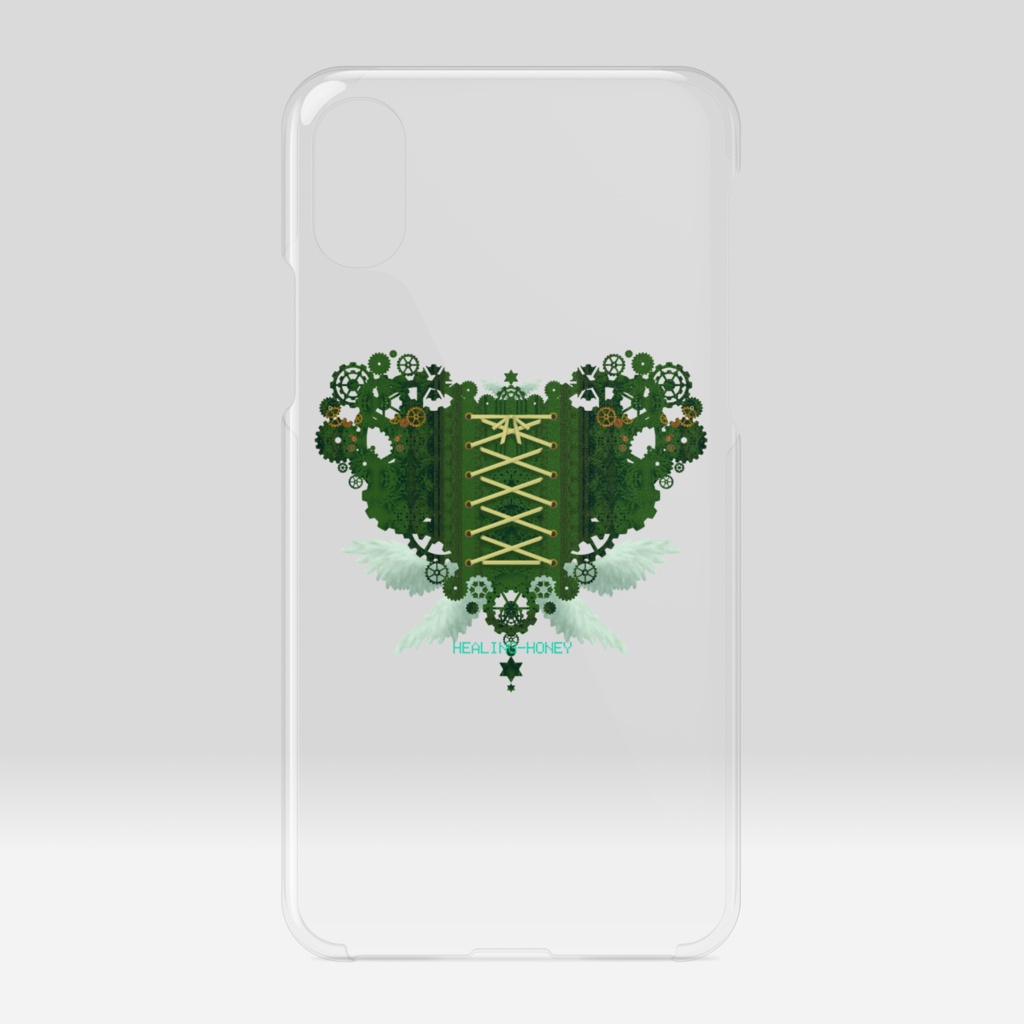 「歯車(heart・G/グリーン)」iPhoneクリアスマートフォンケース