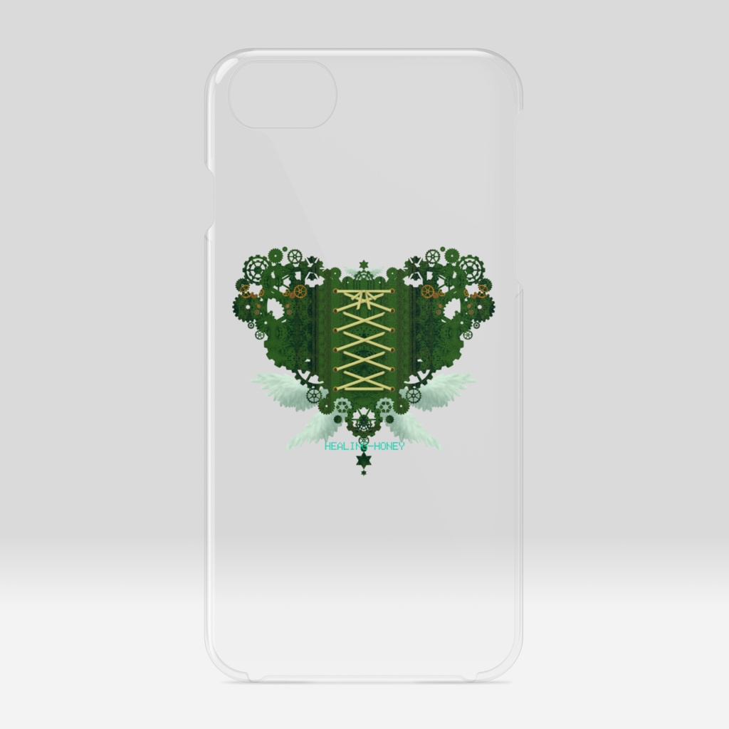 「歯車（heart・G/グリーン）」iPhoneクリアスマートフォンケース