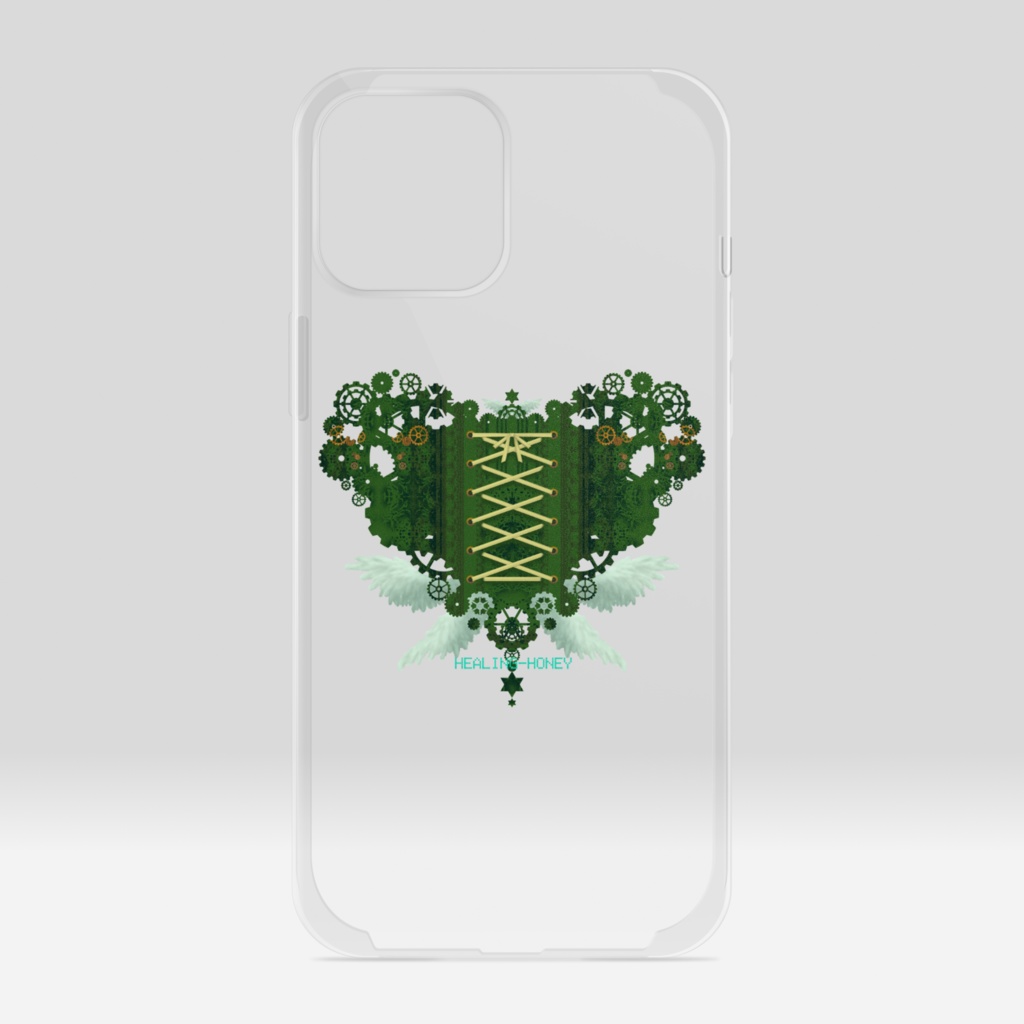 「歯車(heart・G/グリーン)」iPhoneクリアスマートフォンケース