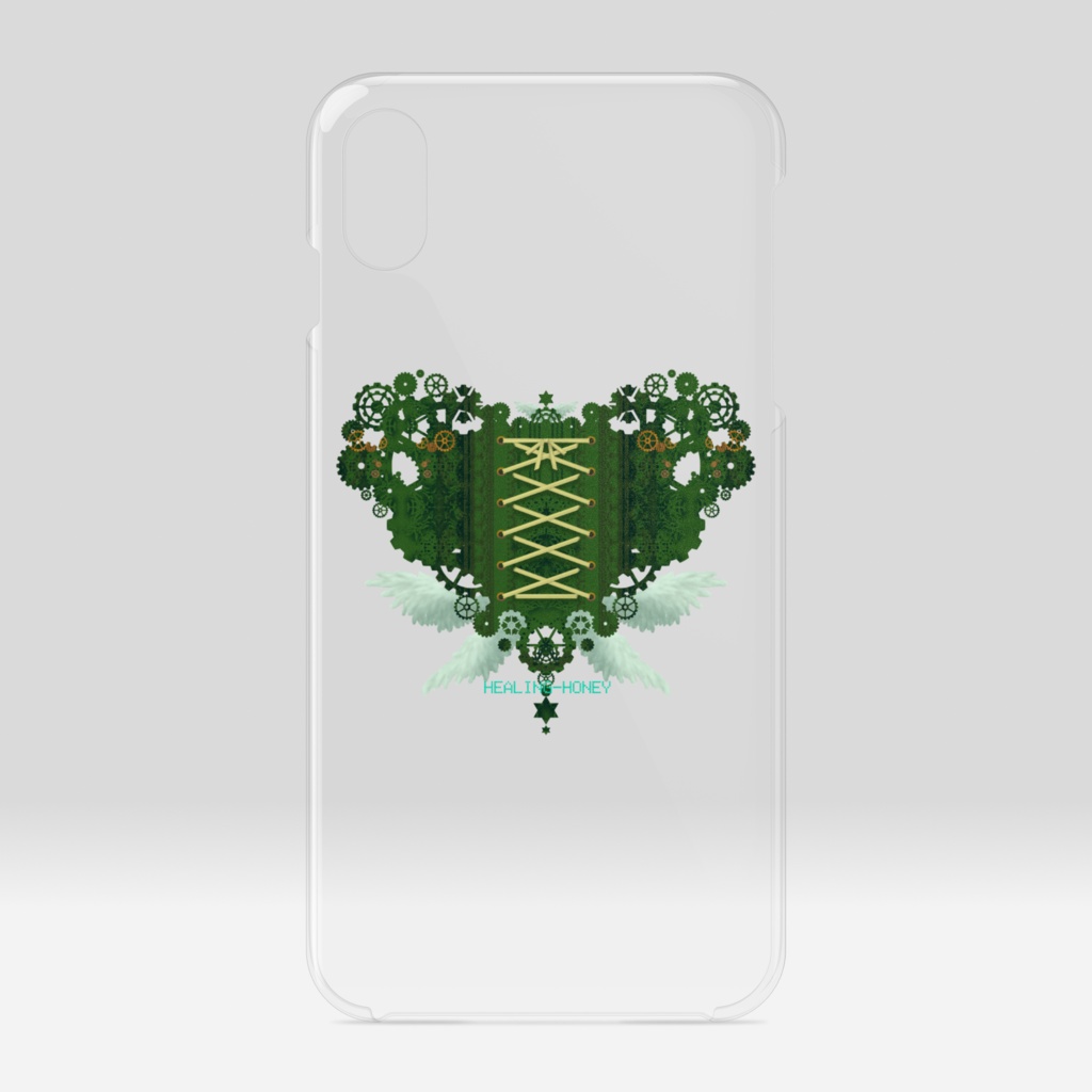 「歯車(heart・G/グリーン)」iPhoneクリアスマートフォンケース