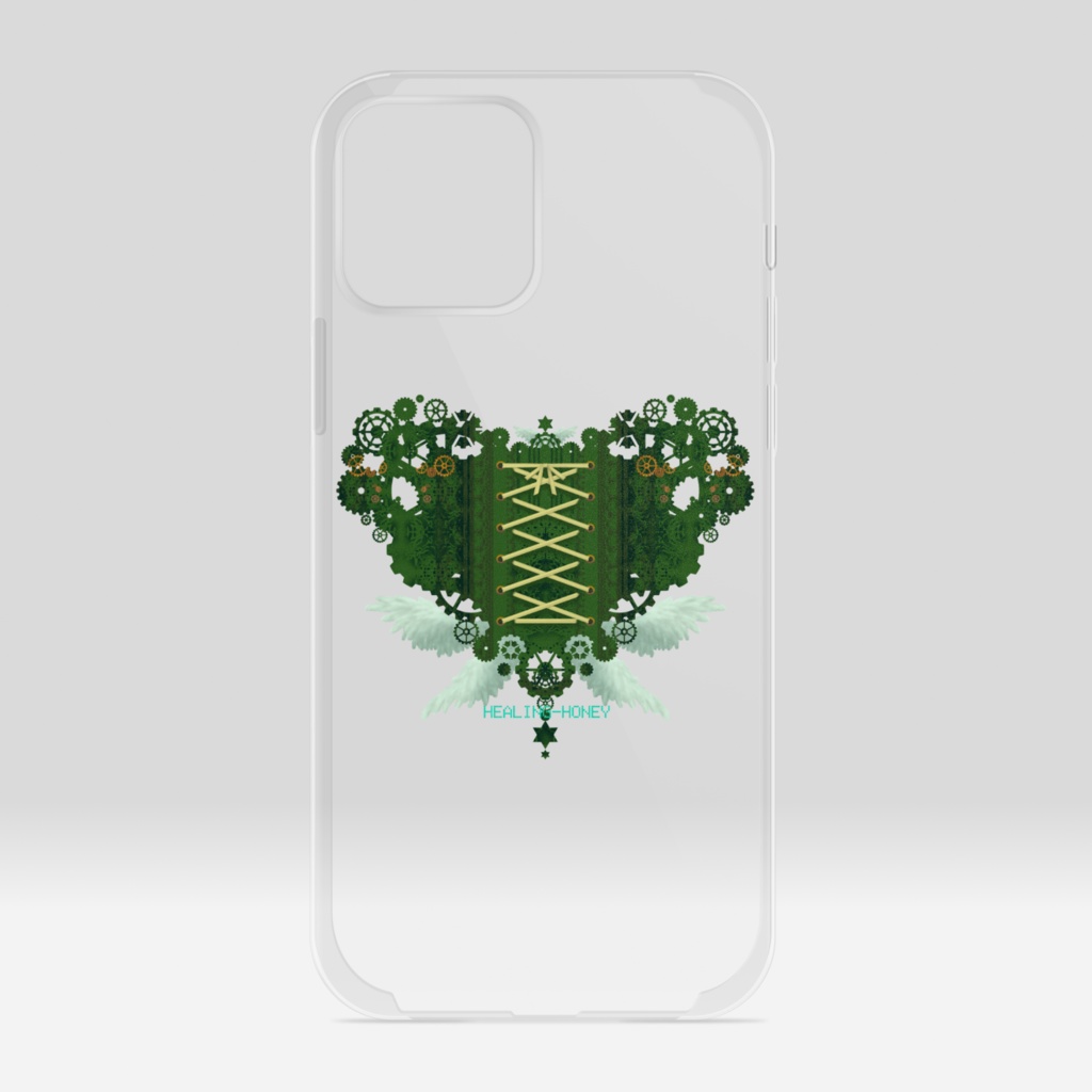 「歯車(heart・G/グリーン)」iPhoneクリアスマートフォンケース