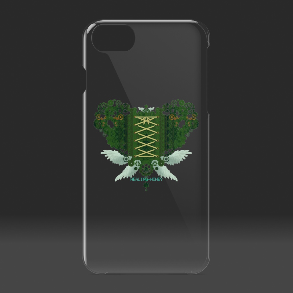 「歯車(heart・G/グリーン)」iPhoneクリアスマートフォンケース