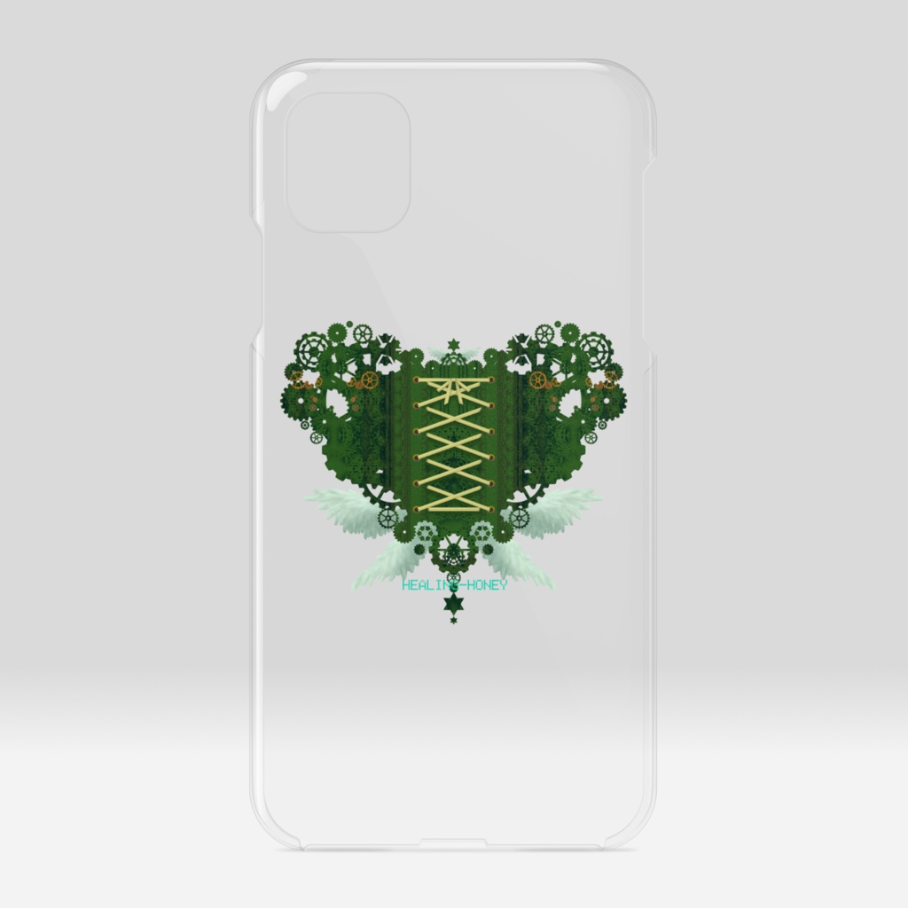 「歯車(heart・G/グリーン)」iPhoneクリアスマートフォンケース